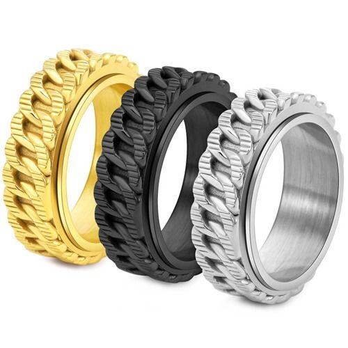 ****COI Titanium Gold Tone/Silver/Black Keychain Ring-02164AA