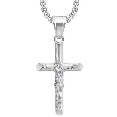 ****COI Titanium Gold Tone/Silver Jesus Cross Pendant-02166AA