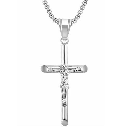 ****COI Titanium Gold Tone/Silver Jesus Cross Pendant-02168AA