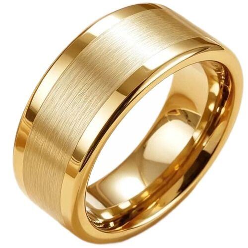 ****COI Gold Tone Titanium 12mm Shiny & Matt Ring-02208AA