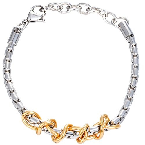****COI Titanium Gold Tone Silver Bracelet With Steel Clasp(Length: 8.27 inches)-02212AA