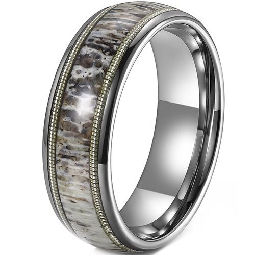 ****COI Tungsten Carbide Deer Antler Wire Dome Court Ring-02213AA