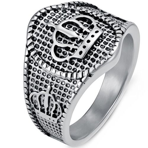 ****COI Titanium Gold Tone/Silver Crown Ring-02216AA