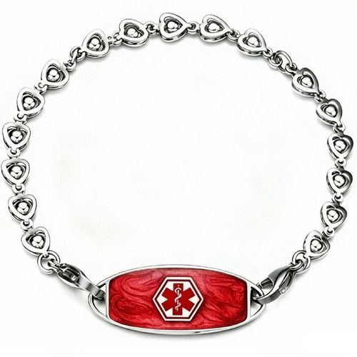 ****COI Titanium Medical Alert Koa Wood/Abalone Shell Bracelet With Steel Clasp(Length: 8.66 inches)-02241AA