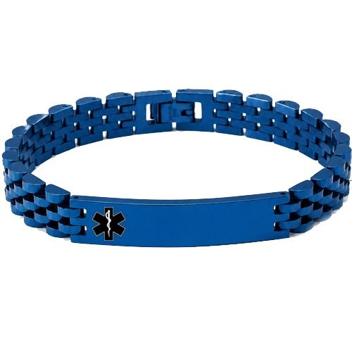 ****COI Blue Titanium Medical Alert Bracelet With Steel Clasp(Length: 8.66 inches)-02243AA