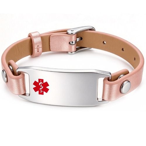 ****COI Titanium Medical Alert  Genuine Leather Bracelet With Steel Clasp(Length: 8.27 inches)-02249AA