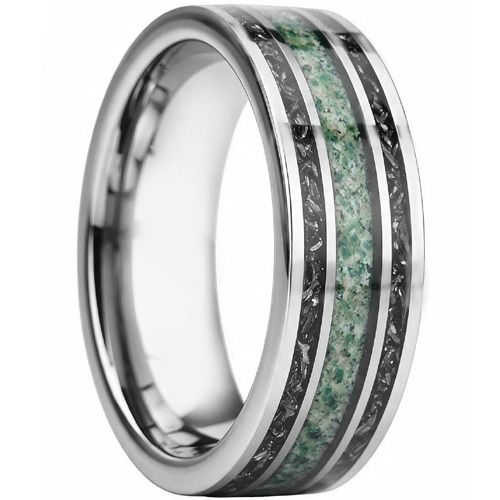 ****COI Tungsten Carbide Gold Tone/Silver Deer Antler & Meteorite Ring-02257AA