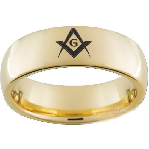 *COI Gold Tone Titanium Masonic Dome Court Ring-3872