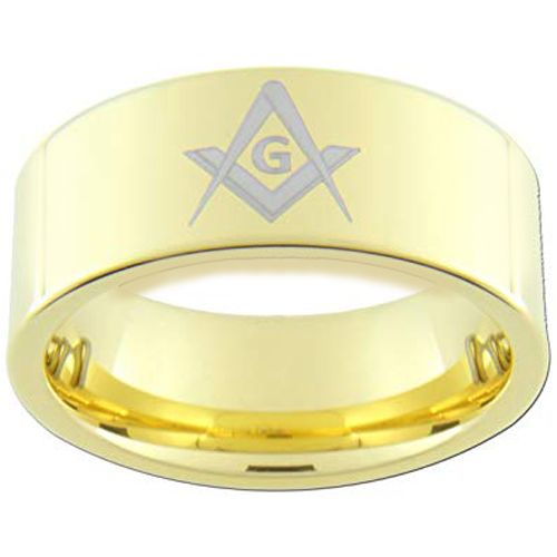 *COI Gold Tone Tungsten Carbide Masonic Dome Court Ring-TG3312