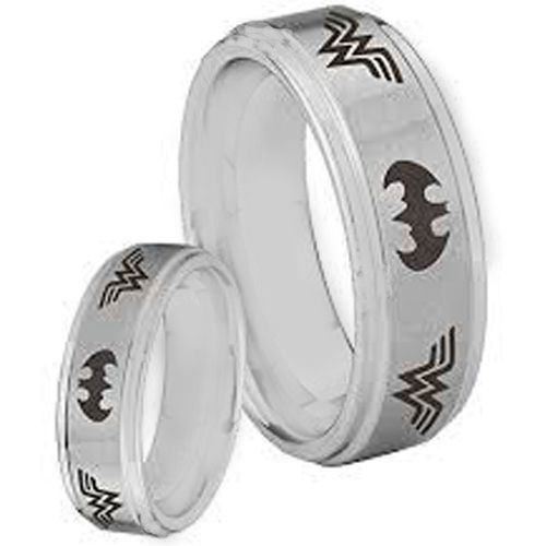 *COI Titanium Wonder Women Bat Man Step Edges Ring-JT5016