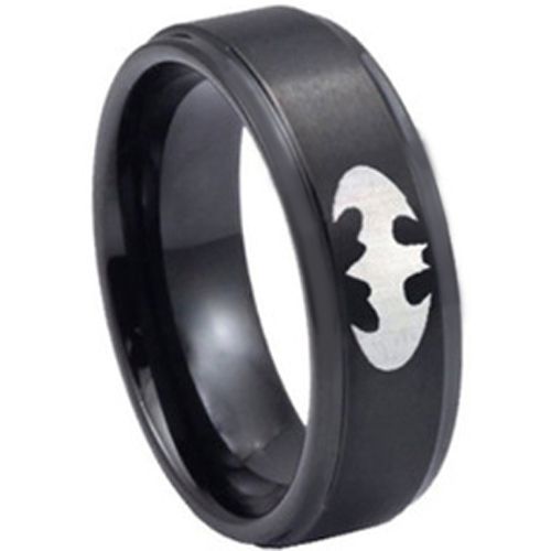 *COI Black Titanium Bat Man Step Edges Ring-3389