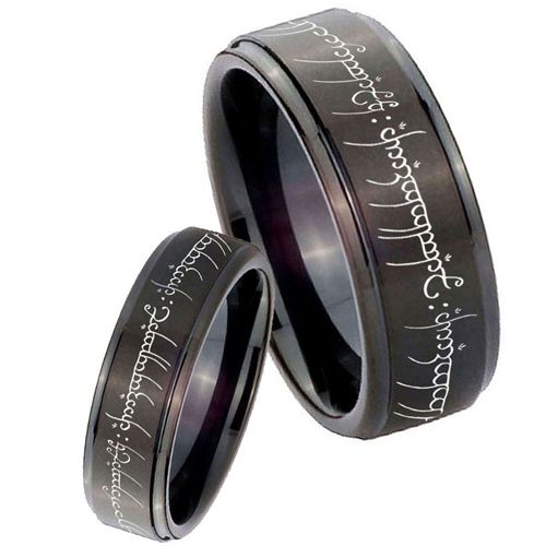 **COI Black Titanium Lord The Rings Ring Power Step Edges Ring-3394