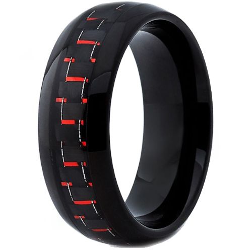 COI Black Titanium Carbon Fiber Dome Court Ring-JT3397