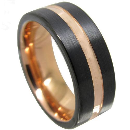 COI Titanium Black Rose Center Groove Ring-3562