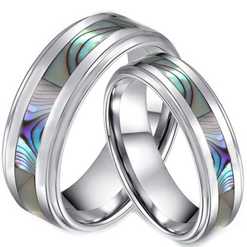 COI Tungsten Carbide Abalone Shell Step Edges Ring-TG3635