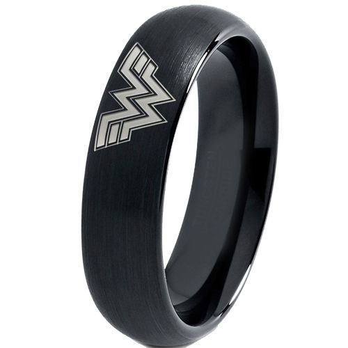 *COI Black Tungsten Carbide Wonder Women Dome Court Ring-TG3681