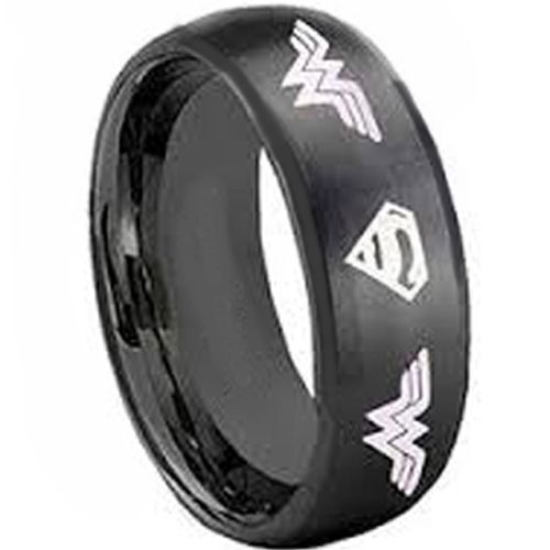 *COI Black Titanium Super Man Wonder Women Ring-4050