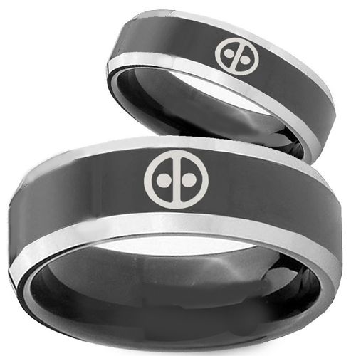 COI Tungsten Carbide Black Silver Dead Pool Ring-TG3894