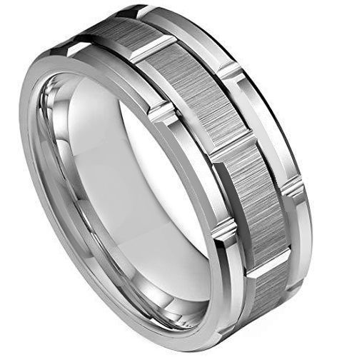 *COI Tungsten Carbide Brick Pattern Ring - TG3935