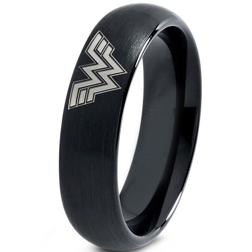 *COI Black Titanium Wonder Women Dome Court Ring-4049