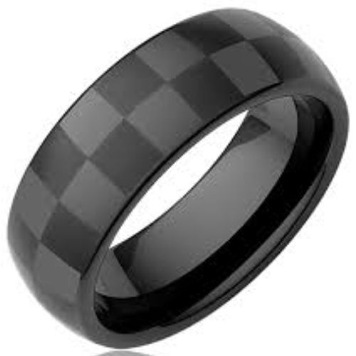 *COI Black Titanium Checkered Flag Dome Court Ring-4100