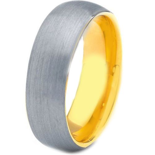 COI Tungsten Carbide Gold Tone Silver Dome Court Ring-TG4188