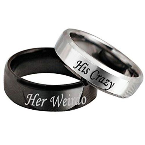 COI Titanium Black/Silver His Crazy Her Weirdo Ring-4382