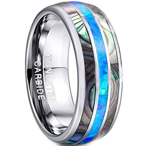 COI Tungsten Carbide Abalone Shell & Crushed Opal Dome Ring-TG4549