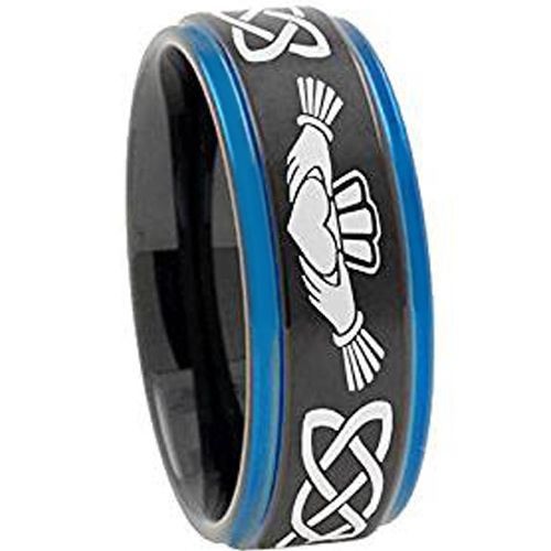 *COI Tungsten Carbide Black Blue Mo Anam Cara Ring - TG4722