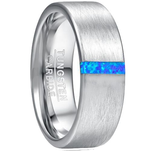 COI Tungsten Carbide Crushed Opal Pipe Cut Flat Ring-TG5037