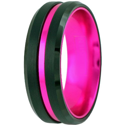 COI Titanium Black Rose Center Groove Ring-811