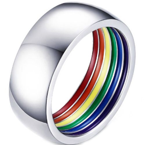 COI Titanium Rainbow Color Dome Court Ring-5224