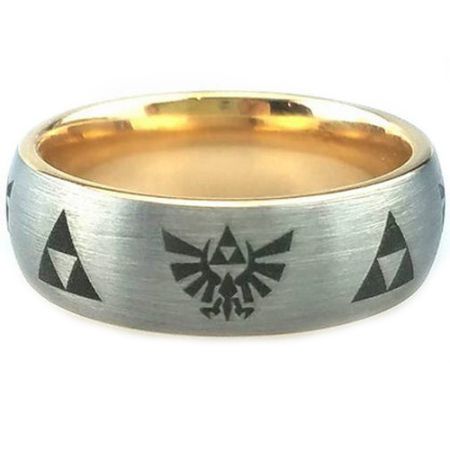 COI Tungsten Carbide Gold Tone Silver Legend Zelda Dome Court Ring-5445