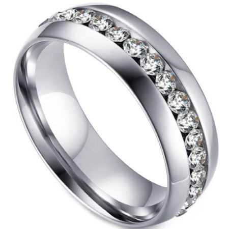 COI Titanium Dome Court Ring With Cubic Zirconia-5549