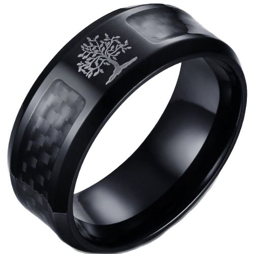 COI Black Titanium Beveled Edges Ring With Carbon Fiber-5646
