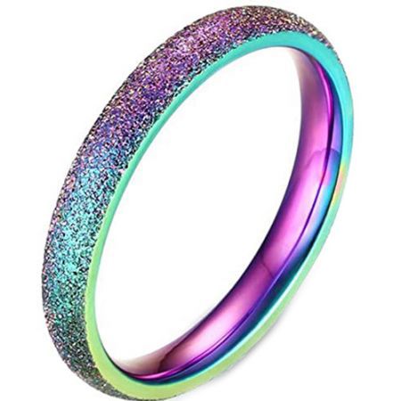 COI Tungsten Carbide Rainbow Color Sandblasted Dome Court Ring-5666