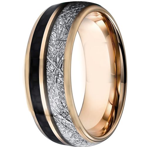 COI Rose Tungsten Carbide Meteorite and Carbon Fiber Ring-5828