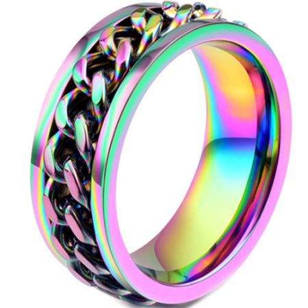 COI Titanium Rainbow Color Keychain Link Ring-5886