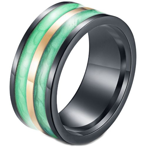 *COI Titanium Black Green Yellow Resin Ring-5964