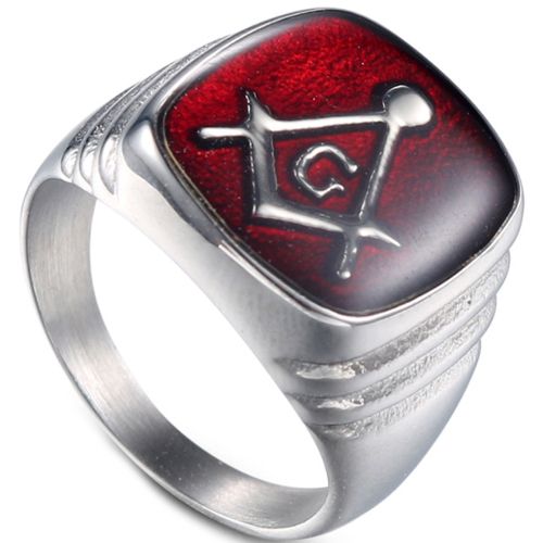 *COI Titanium Red Gold Tone/Silver Masonic Ring-6018