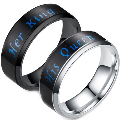 *COI Titanium King Queen Beveled Edges Ring-6888AA