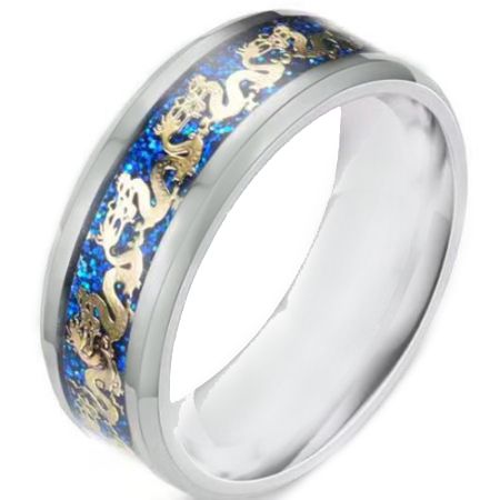 *COI Titanium Dragon Ring With Blue Meteorite-6894BB