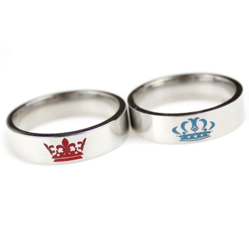 **COI Titanium King Queen Crown Pipe Cut Flat Ring-6912DD