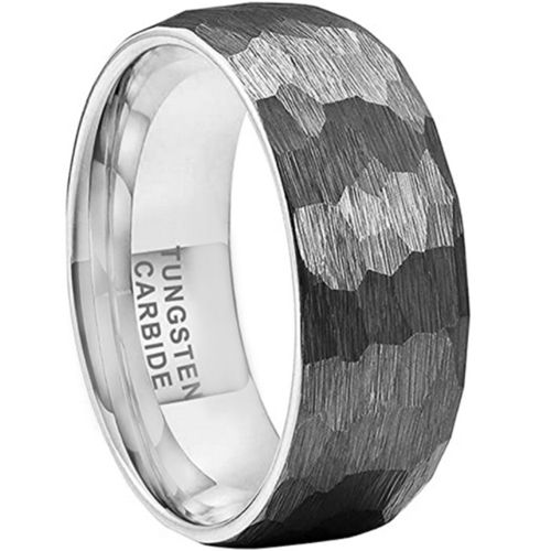 **COI Tungsten Carbide Hammered Dome Court Ring-6998BB