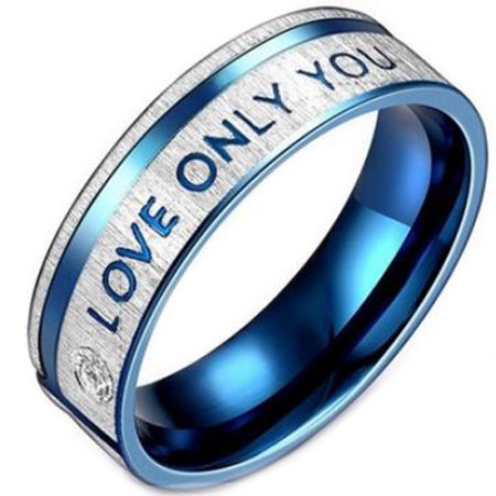 **COI Titanium Blue Silver Only Love You Ring With Cubic Zirconia-7051BB