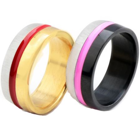 **COI Titanium Three Tones Color Dome Court Ring-7054BB