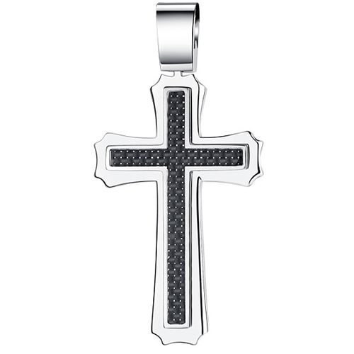 **COI Tungsten Carbide Cross Pendant With Carbon Fiber-7059DD