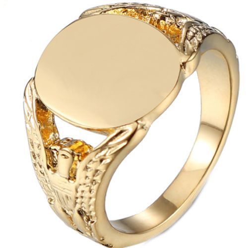 **COI Gold Tone Titanium Eagle Signet Ring-7111AA