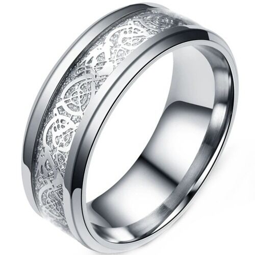 **COI Titanium Meteorite Dragon Beveled Edges Ring-7146BB