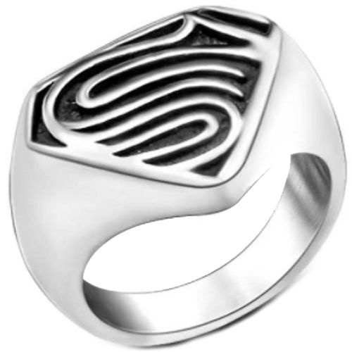 **COI Titanium Black Silver Super Man Ring-7158BB